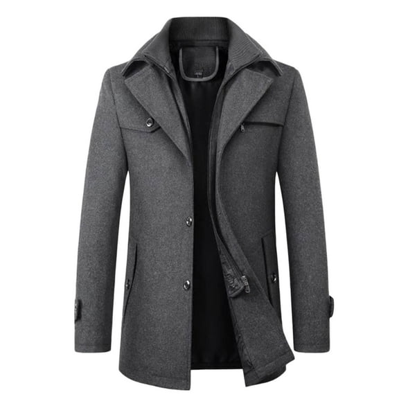 uikmnh Mens Jackets Male Casual Solid Color Woolen Coat Long Jacket Size:2XL