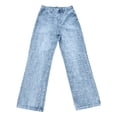 thumbnail image 4 of Womens Jeans Distressed Denim Trousers with Beaded Embellishments Relaxed Fit High Waist Wide Leg Casual Solid Blue L, 4 of 6