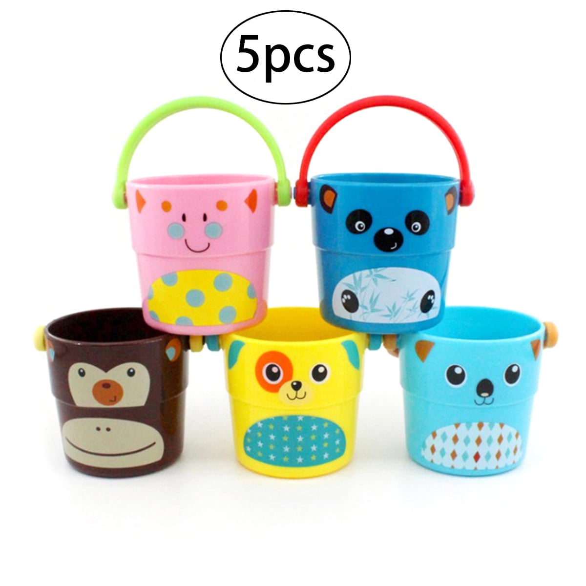 5pcs Children Bathing Pour Bucket Toy Bathtub Bath Bucket Bathing Beach