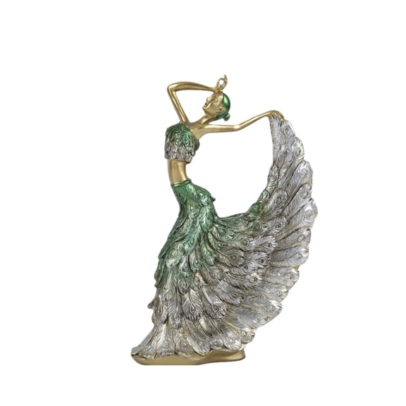 Peacock Dancer Figurine - Decorative Resin Sculpture for Home and Office, Modern Table Statue for Women, Living Room, Coffee Table, Bedroom, or Desk Decor Accessory