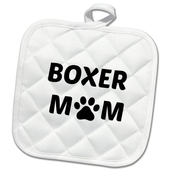 3dRose, Boxer mom, picture of a dog paw on a white background, 8x8 Potholder