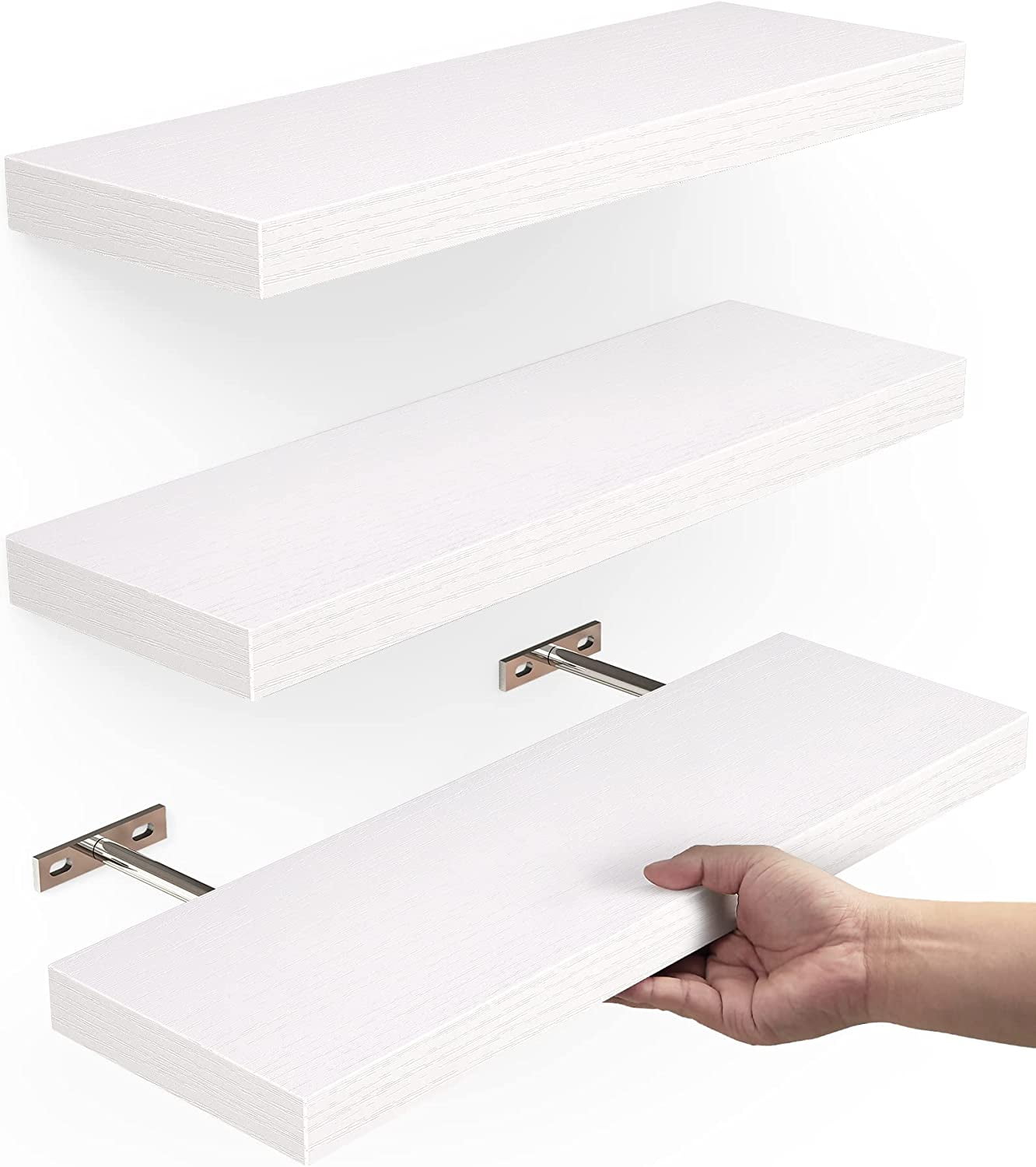 ALLJOYRR Floating Shelves, Wall Mounted Rustic Wood Shelves for