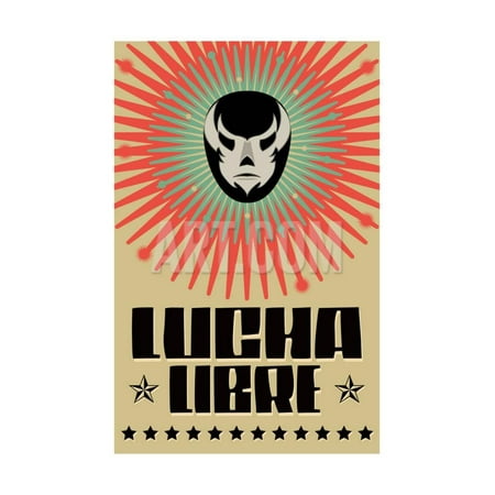 Mask Mexican Folk Art (Lucha Libre - Wrestling Spanish Text - Mexican Wrestler Mask - Poster Print Wall Art By Julio)