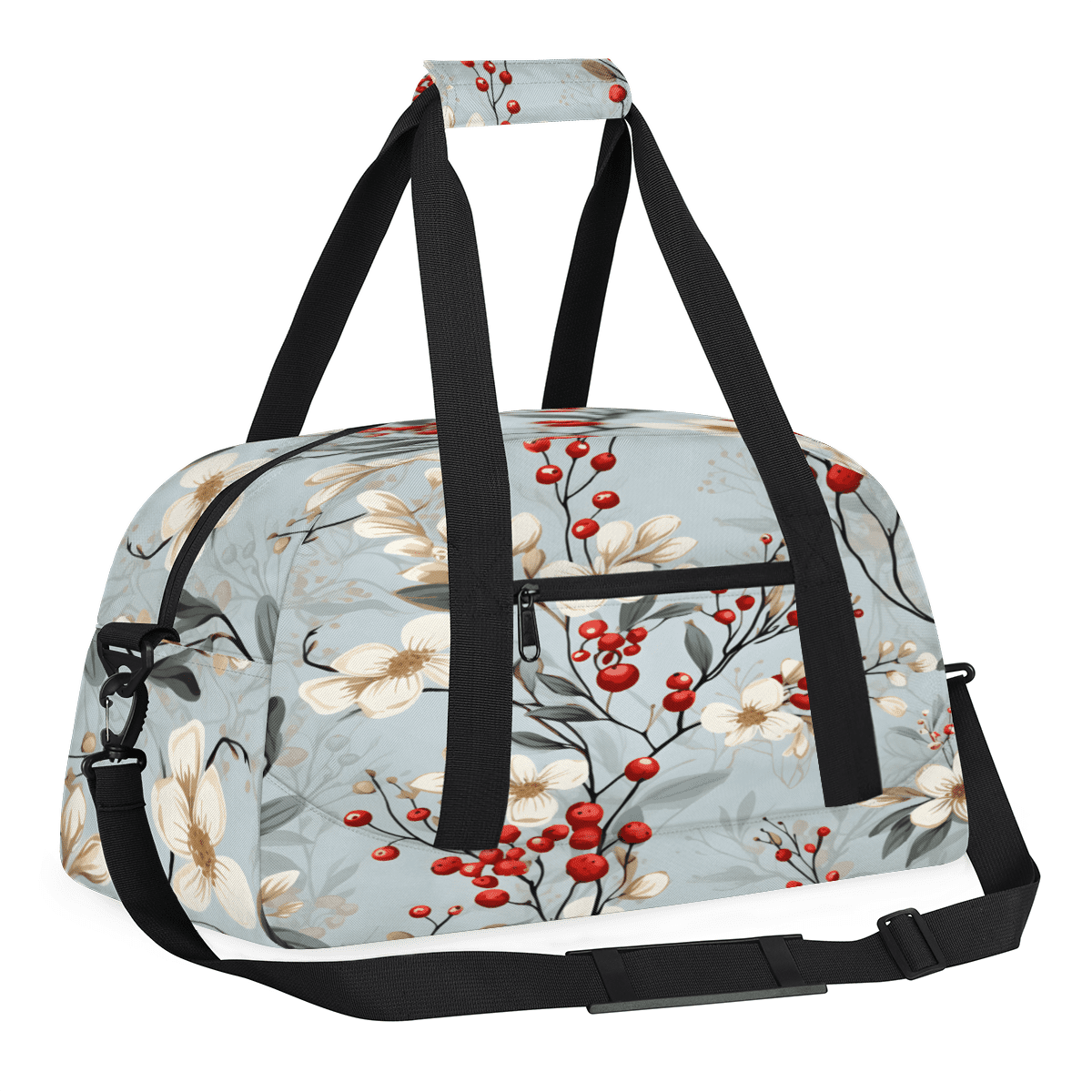 Herdesigns Vintage Flower Sports Duffle Bag for Women & Men, Fruit Floral Gym Bag Dance Bag Overnight Bag Carry On Weekender Travel Bag