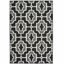 HomeRoots 2' X 4' Black and Gray Geometric Stain Resistant Indoor Outdoor Area Rug