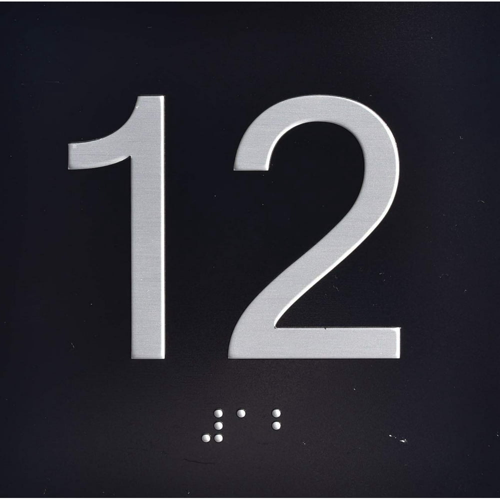 12TH Floor Elevator Jamb Plate Sign with Braille and Raised Number