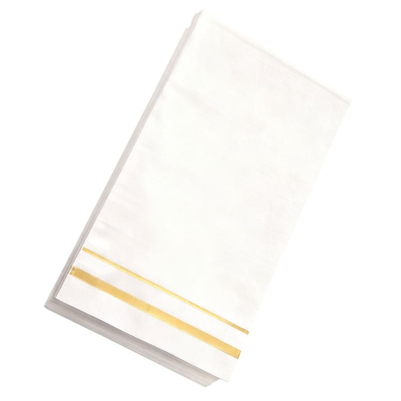 FOMIYES 100Pcs Thickened White Paper Napkins with Plated Gold Trim for Wedding Dinner Bridal Shower and Celebrations