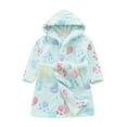 thumbnail image 2 of Utoimkio Toddler Baby Boys Girls Hooded Bathrobe Soft Flannel Bath Robe Fall Winter Floral Print Warm Pajamas Dressing Night Gown Sleepwear, 2 of 7