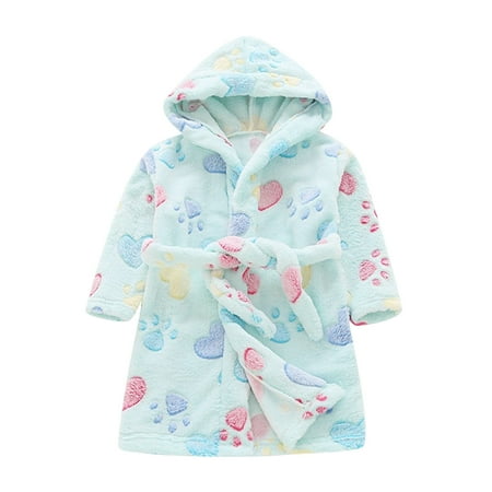 

LBECLEY Girls Fall Jackets 7/8 Cartoon Boys Girls Sleepwear Night-Robe Bathrobes Baby Toddler Flannel Girls Coat&Jacket Toddler Half Zip Pullover Blue 100