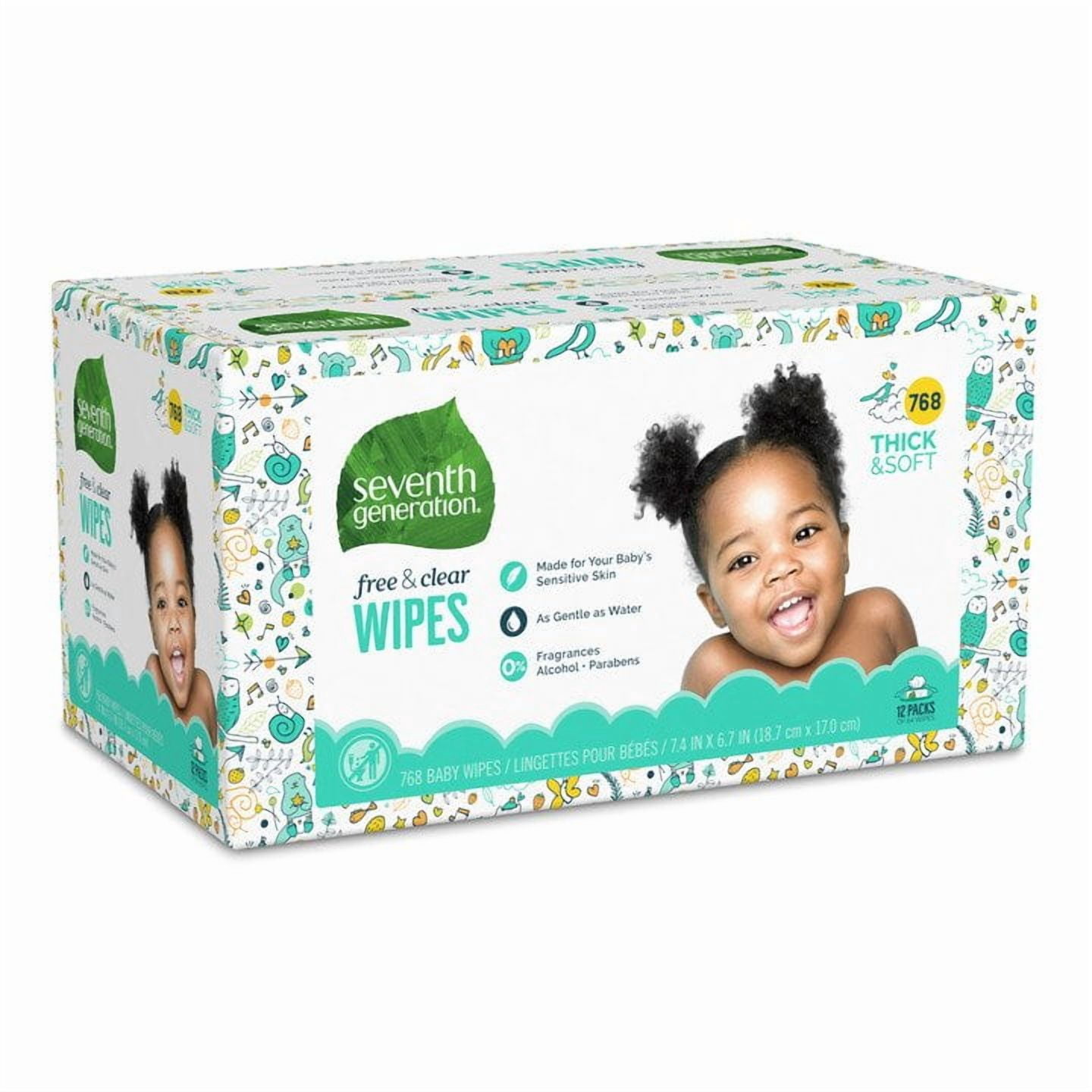 Seventh Generation Baby Wipes Sensitive Protection Diaper Wipes with Snap Seal 768 Count