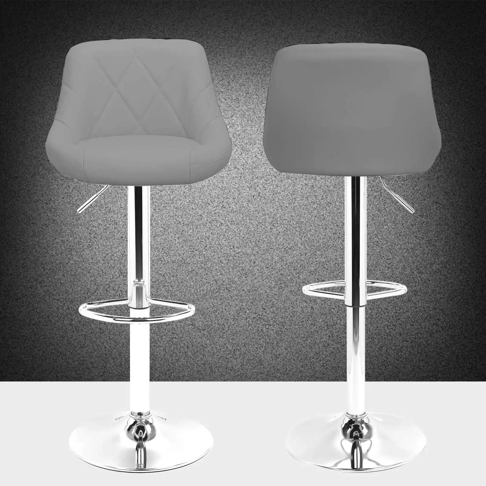 Magshion Set of 2 Bar Stools Faux Leather Swivel Chrome Base Height