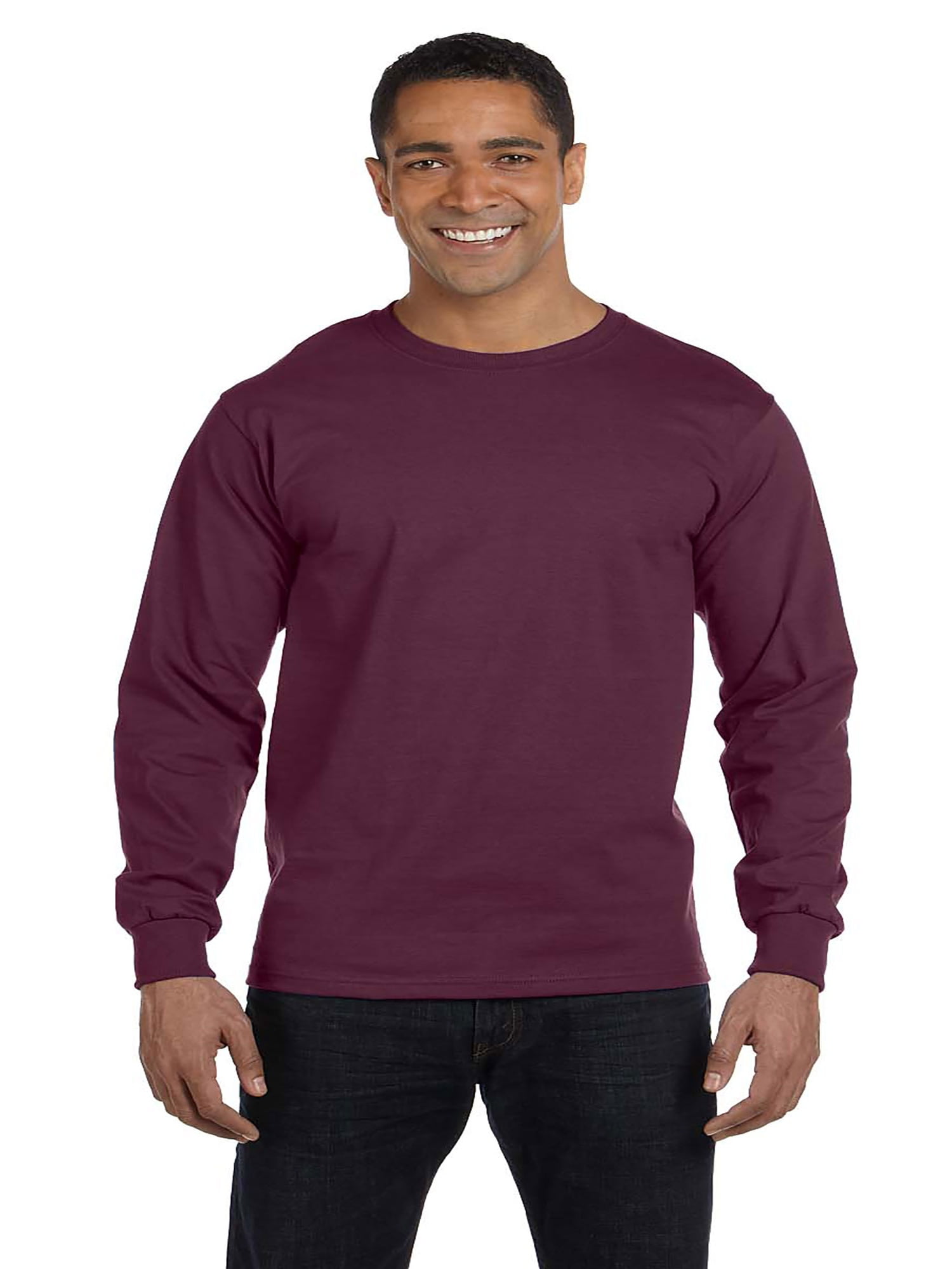 Hanes Adult Beefy-T Long-Sleeve T-Shirt, Style 5186 - Walmart.com