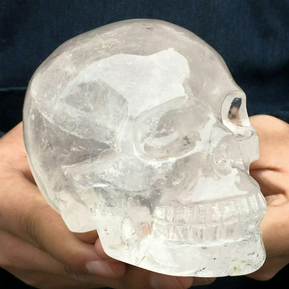 Natural Transparent Quartz Crystal Skull Hand Carved Healing Reiki Decoration Gift-mxbc