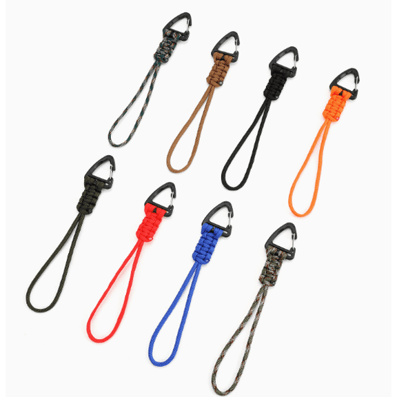 8Pcs Braided Paracord Keychain with Carabiner, Heavy Duty Lanyard Strap for Outdoor Survival, Camping, Hiking, Backpack & Fishing