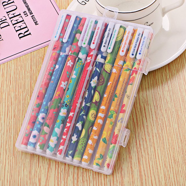 10 unids/lote de lápices de Gel de unicornio Kawaii, juego de bolígrafos de tinta de colores, escritura bonita de 0,38mm para niño y niña,(K) Sincero Hogar