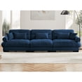 thumbnail image 3 of Extra Large 3-Seat Blue Velvet Sofa | Modern Oversized Couch for Living Room | Cloud-Like Comfort w/ Bolster Arms & Pillows | Sturdy Wood Frame | 190lb, 3 of 14