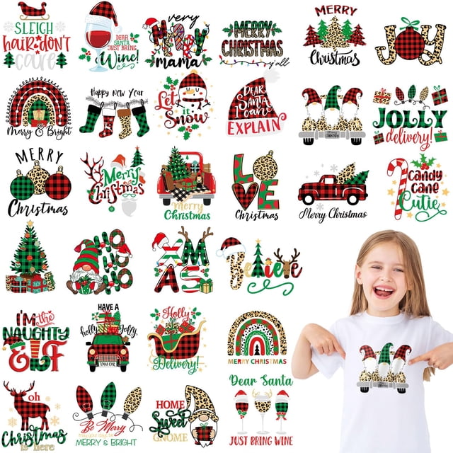 Parches térmicos navideños de Perthlin, 30 unidades, que se pueden planchar