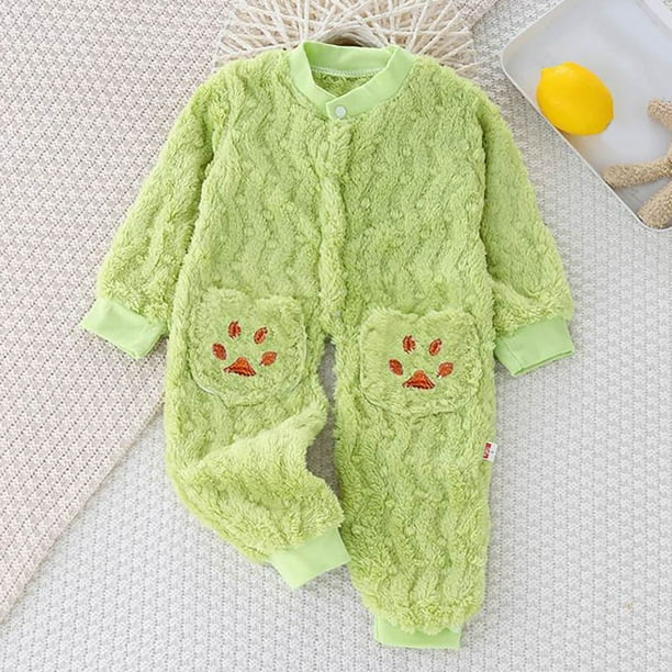 Cowsor Onepiece Romper Baby Boy Girl Newborn Zip Up Plush Outfit Long Sleeve Set
