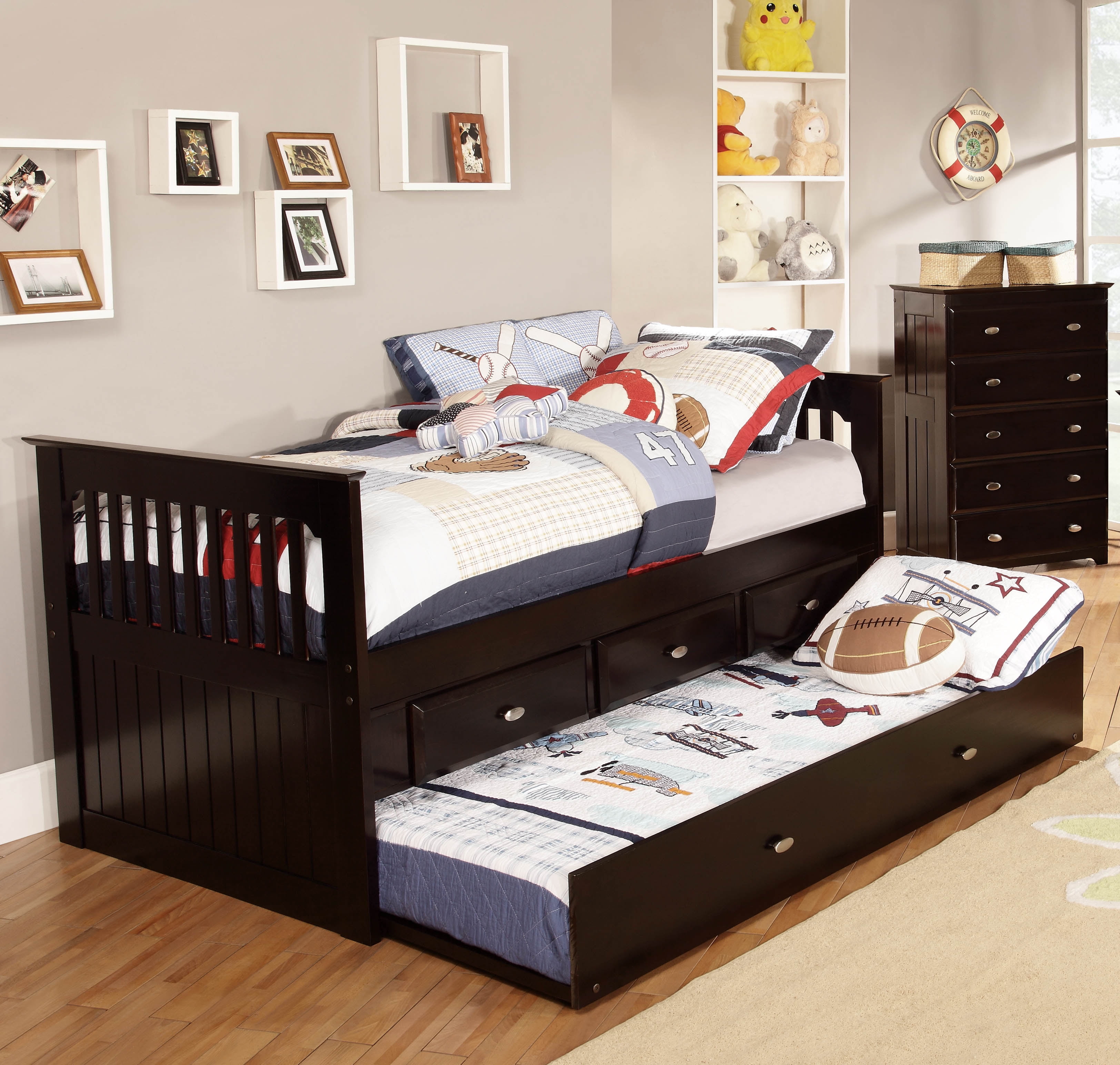 American Furniture Classics Model 2935 Tre Solid Pine Twin Rake Bed American Furniture Classics Model 2935 Tre Solid Pine Twin Rake Bed With Trundle And Three Underbed Drawers In Espresso Com