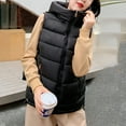 thumbnail image 5 of Brondbend Woman's Vest Women’s Winter Coat Hooded Sleeveless Pocket Zipper Outerwear Solid Color Leisure Loose Fit Coats Ladies Daily Tops Black, 5 of 6