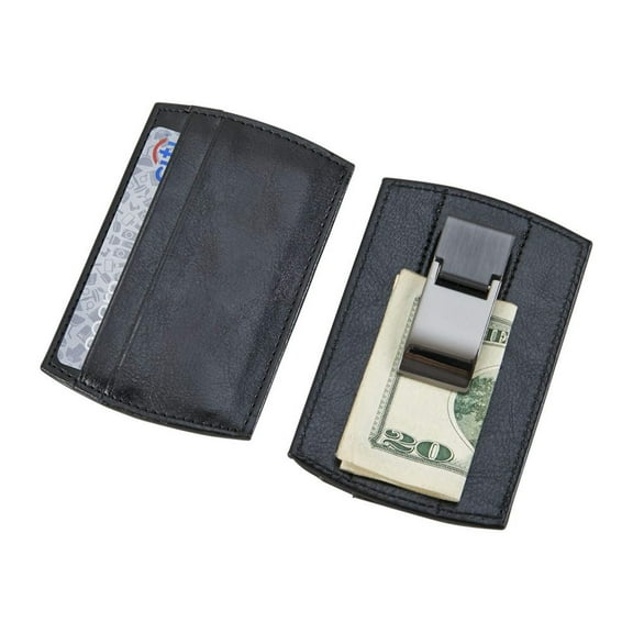 Contemporary Home Living 4.25" x 2.75" Black Card Holder And Gun Metal Money Clip Combination