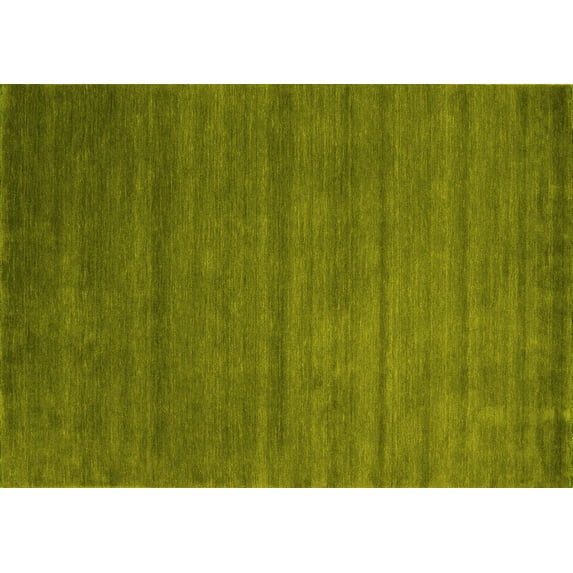 Ahgly Company Machine Washable Indoor Rectangle Abstract Yellow Contemporary Area Rugs, 6' x 9'