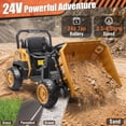 thumbnail image 5 of Joyracer 24 Volt Ride on Toys with Remote, Power Truck Wheels with Metal Frame, Bluetooth, Dump Bed, Shovel, Gift for Toddlers, Brownish Yellow, 5 of 13