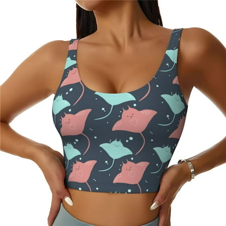 Sports Bras for Women High Support  cute stingrays polka dots Workout Tank Tops Woman  Yoga Bra with Removable Cups
