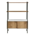 thumbnail image 2 of Furniture of America Trist Transitional 3-Shelf Bookcase with Sliding Doors, White and Oak, 2 of 16