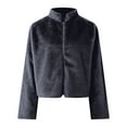 thumbnail image 5 of Jacket Women Zip Up Jacket Casual Open Front Cardigan Fuzzy Fleece Jacket Crop Winter Coat Warm Jacket, 5 of 5