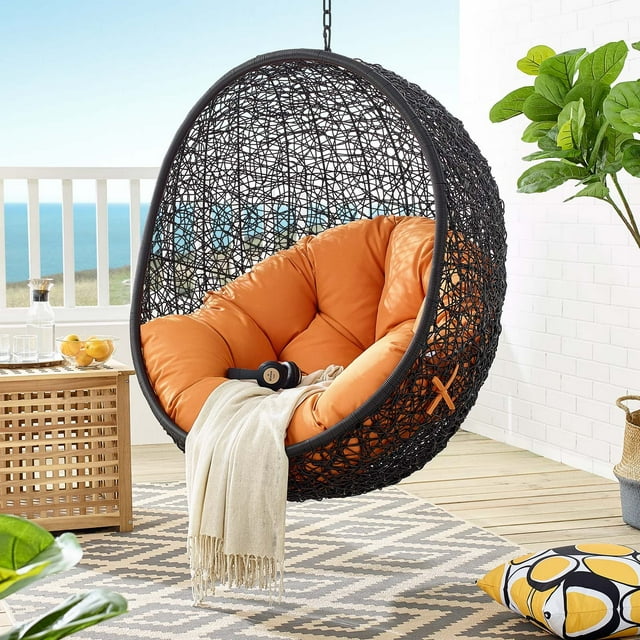 Modway Chaise Longue de Patio Extérieure à Balançoire Sans Support en Noir/orange