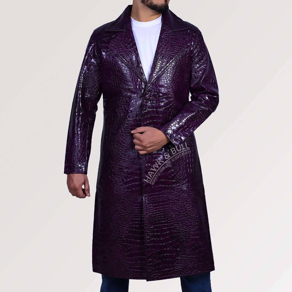 Long Overcoat For Men Purple Trench Coat For Men Long Leather Jacket Mens Faux Leather Coat Mens Purple Leather Coat Purple Longcoat For Men size L Walmart