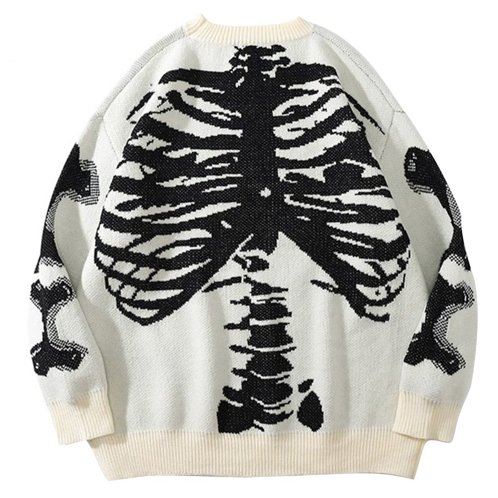Women Skeleton Bone Print Sweater Men Long Sleeves Pullover Winter Knit  Sweater - Walmart.com