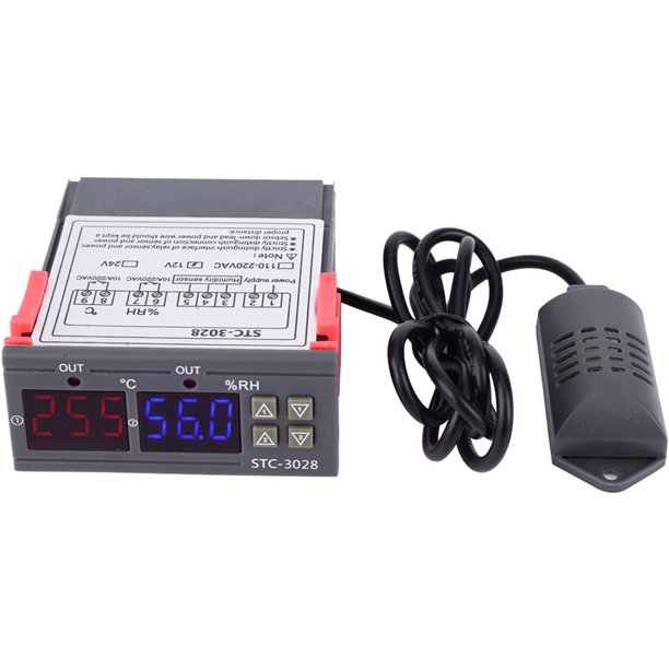 Un controlador de humedad incorporado con sensor de alta precisión STC-3028, pantalla digital, control de temperatura para componentes electrónicos de 12V. esquí esquí Gafas de esquí