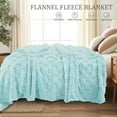 thumbnail image 6 of Exclusivo Mezcla Fleece Throw Blanket for Couch, Super Soft Warm Lightweight Checkered Pattern Blanket for All Seasons, Light Blue, 50"x60", 6 of 7