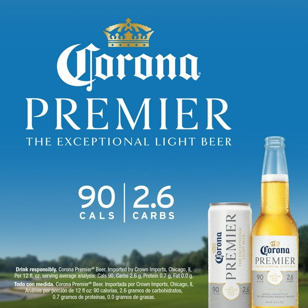 Corona Premier, Mexican Lager Light Beer, 12 fl oz Slim Cans, 12