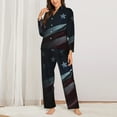 thumbnail image 2 of Salouo American Flag Waving Print Pattern Women's Pajamas Set Long Sleeve Button Down Sleepwear Soft Pj Lounge Sets for women 2 Piece Pjs Set with Long Pants-Large, 2 of 7