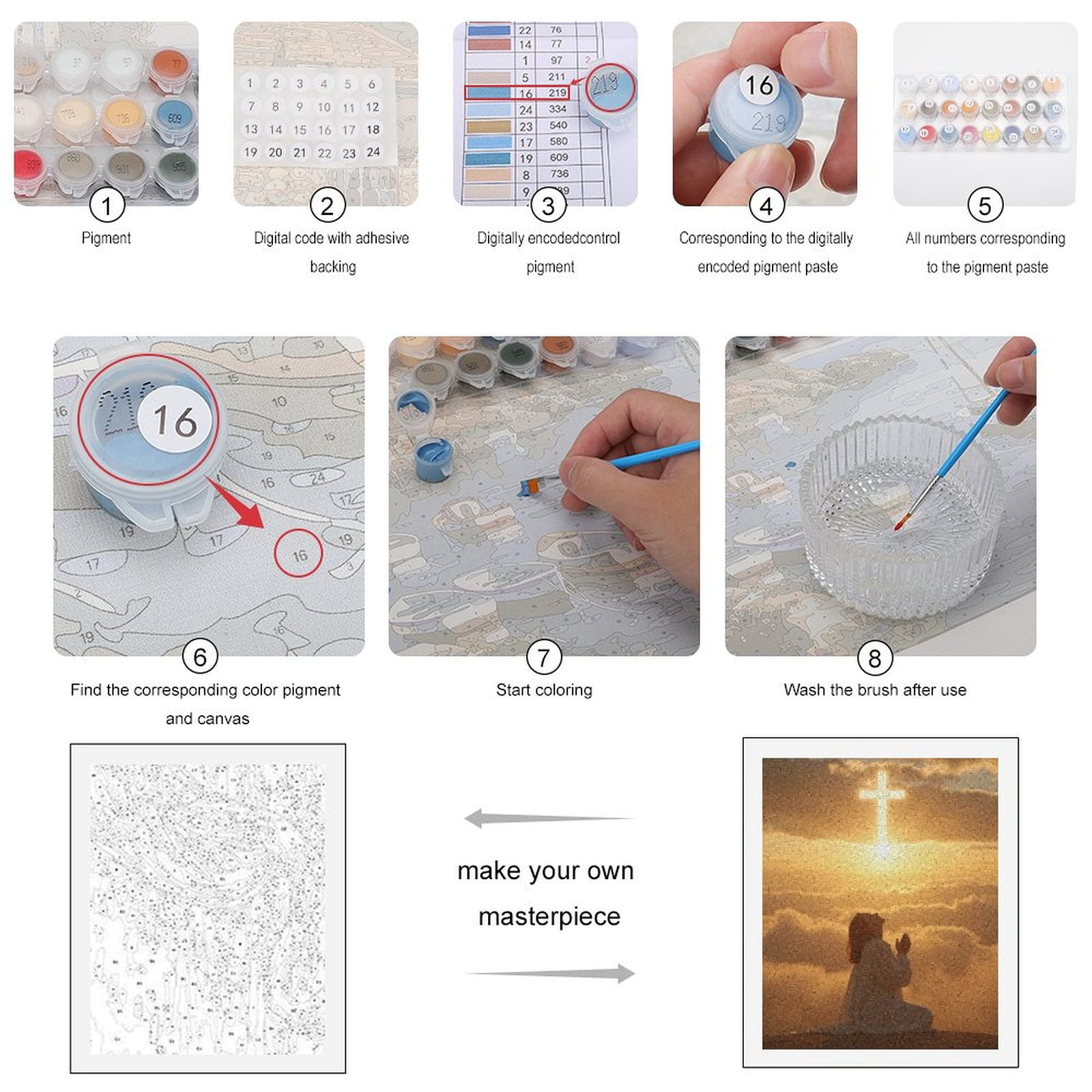 Paint by Numbers Kit for Adults, Sunset Cloudscape Prayer Tranquility Paint by Numbers, Easy Paint by Numbers Kit for Adults Beginner, DIY Adult Paint by Number Kits on Canvas, Home Decor