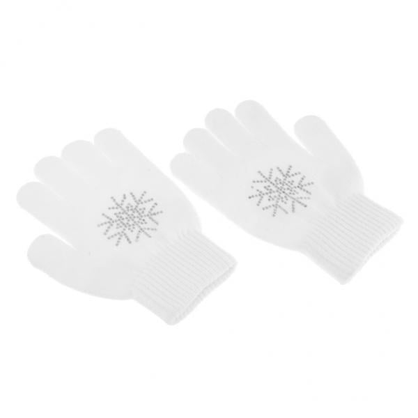 Guantes de punto para niños DYNWAVEMX 2-3 Niña Mujer Skating s Stretch White Flower 2 piezas