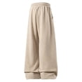 thumbnail image 4 of Leidass Mens Baggy Sweatpants Wide Leg Loose Open Bottom Uncuffed Gym Casual Lightweight Y2K Pants Relaxed Pocket No WrinkleCasual Relaxed Drawstring Lightweight Lounge No Wrinkle Khaki 3XL, 4 of 4