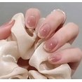 thumbnail image 1 of Pink Press on Nails Short French Tip Nails Blush White Tip Oval Nail Tips Glossy Fake Nails False Nails with Design Full Cover Acrylic Nails (Blush White Tip), 1 of 5