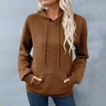 thumbnail image 2 of ManxiVoo Women's Casual Long Sleeve Hooded Sweatshirt Solid Color Pullover with Pockets Relaxed Fit Top XL Size Brown, 2 of 7
