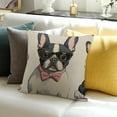 thumbnail image 3 of Autua Throw Pillow Cover Black Frenchie with Cartoon French Bulldog in Pink Glasses on White Dog Funny Decorative Throw Pillow Cushion Case for Home Decor  18x18in, 3 of 5