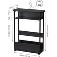 thumbnail image 5 of Vintage Side Table with Storage Shelf, 3 Tier Slim End Table Modern Sofa Table for Narrow Spaces, 24.6 Inch Height Bedside Table Small Nightstand with Magazine Rack Space Saving/Black, 5 of 8