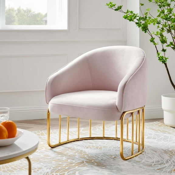Modway Legacy Performance Velvet Armchair in Pink