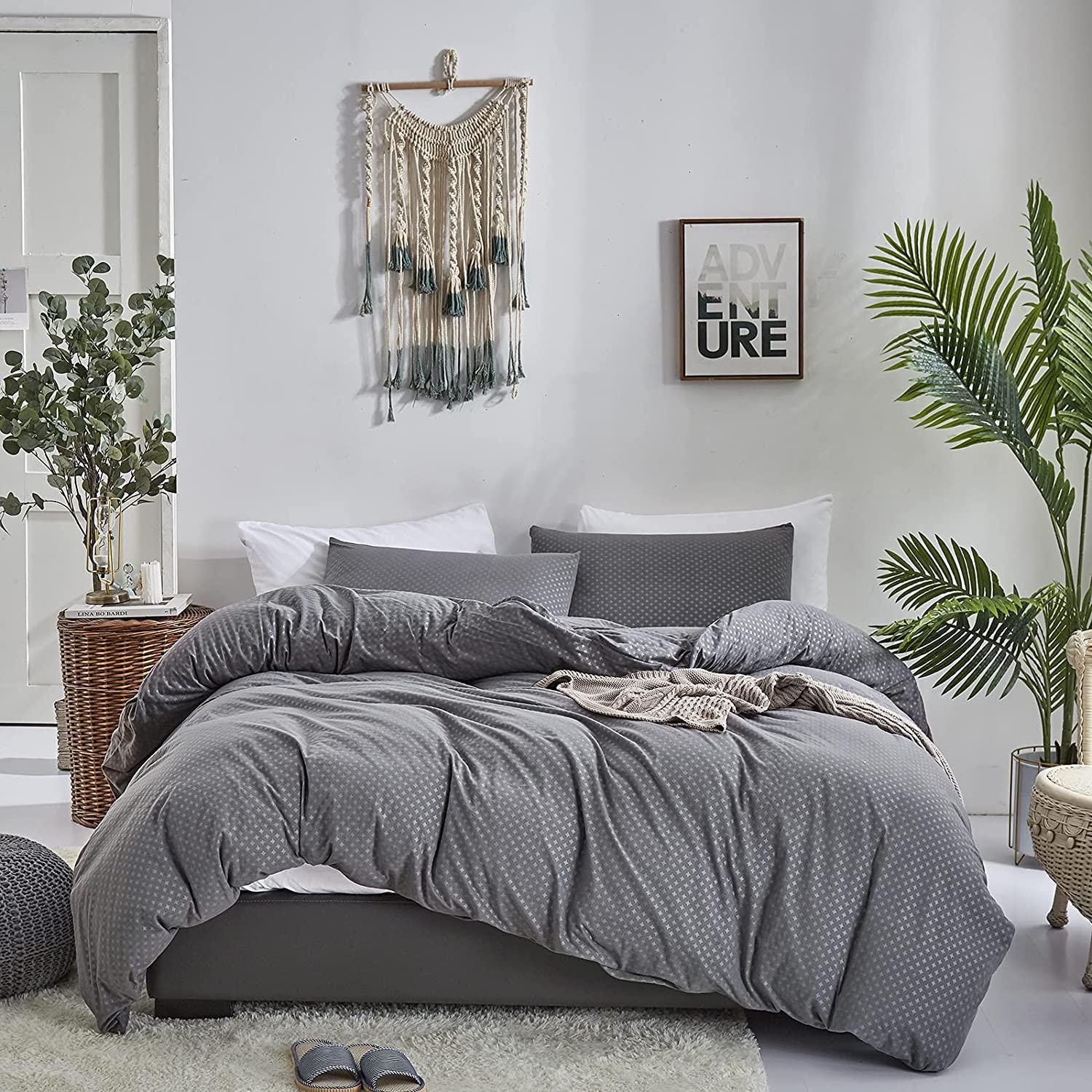 WEIS Grey Velvet Comforter Set Twin Flannel Bedding Comforter Set Plush