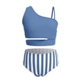 thumbnail image 4 of ZXLBBD Girl Swimsuits 2 Piece for Teen Hollow One Shoulder Tankini Cute Ruffle Bathing Suits with High Waist Bottoms Summer Pool Beach, 4 of 4