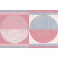 thumbnail image 1 of Abstract Red Rose Teal Semi Circles Bathroom Kitchen Wallpaper Border Geometric Design, Roll 15' x 7'', 1 of 3