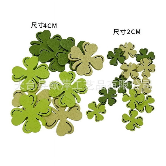 Masteelf 100PCS Elegant Wooden Shamrock Slices for Irish Decorations and Table Scatter Celebrations 6 inches