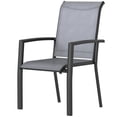 thumbnail image 1 of Set of 4 Stackable Patio Dining Chairs, Grey Steel Frame Outdoor Armchairs with Breathable Mesh, Space-Saving Weather Resistant Seating for Garden, Balcony, Deck or Patio, 1 of 7